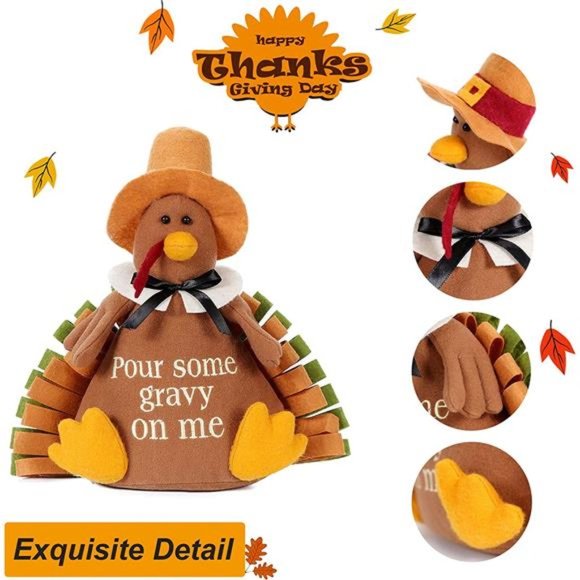 10 inches Thanksgiving Turkey, Thanksgiving Day Party Table Decoration Gift - Picture 7 of 7
